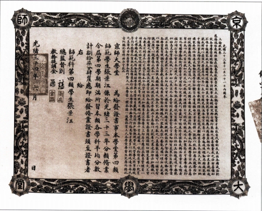 1908年京师大学堂学期修业证书.png